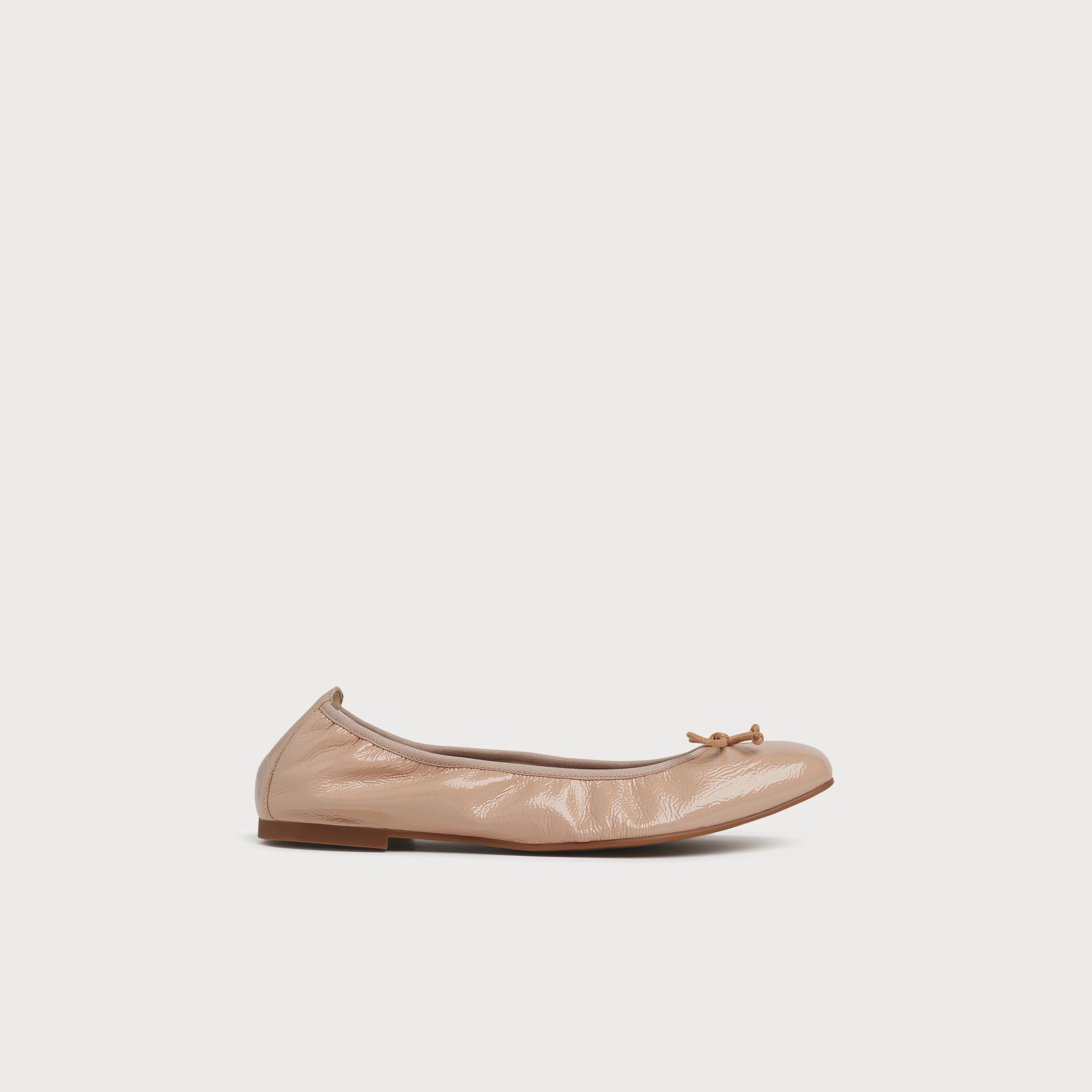 Nude patent flat store shoes